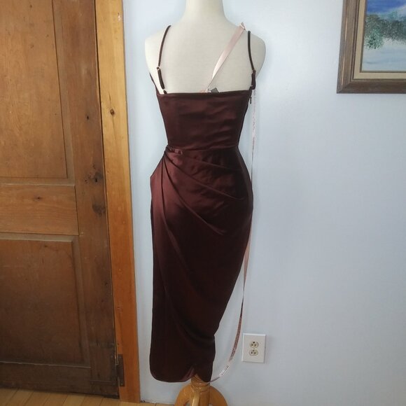 NWT House of CB London Satin Gathered Corset Reva Dress size small very sexy - Picture 4 of 16